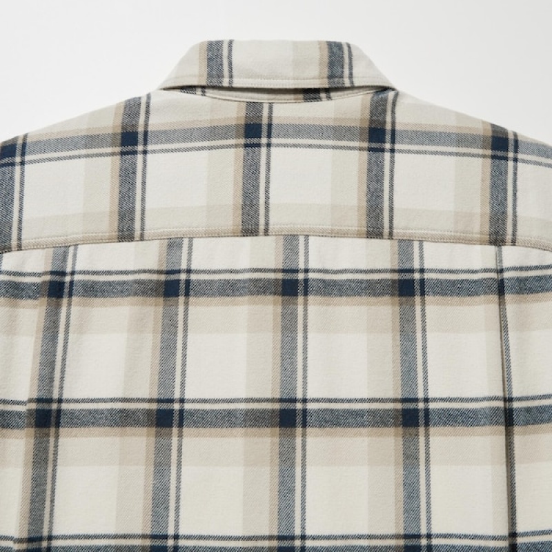 Uniqlo Flannel Checked Long-Sleeve Skjorte Herre Beige | 6471-EPOYN