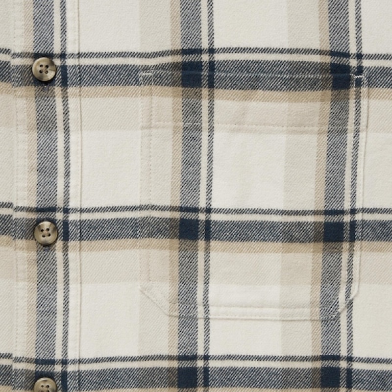 Uniqlo Flannel Checked Long-Sleeve Skjorte Herre Beige | 6471-EPOYN