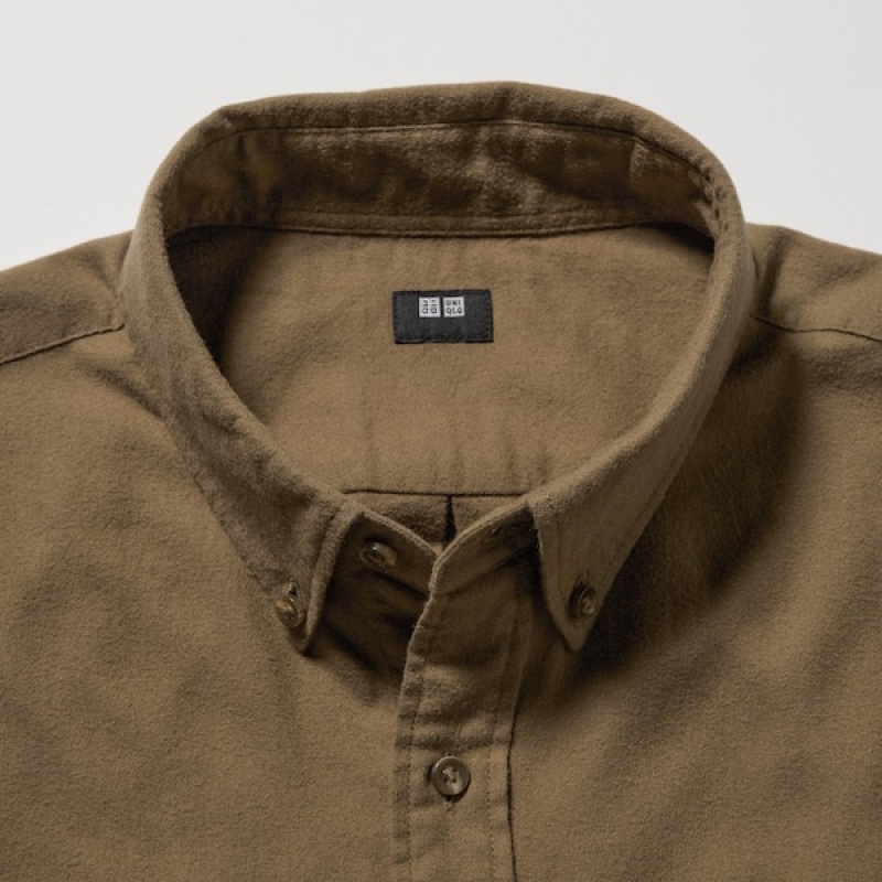 Uniqlo Flannel Long-Sleeve Skjorte Herre Brune | 9045-CXOGB