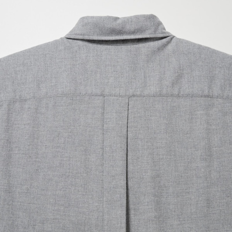 Uniqlo Flannel Long-Sleeve Skjorte Herre Grå | 7810-TMESB