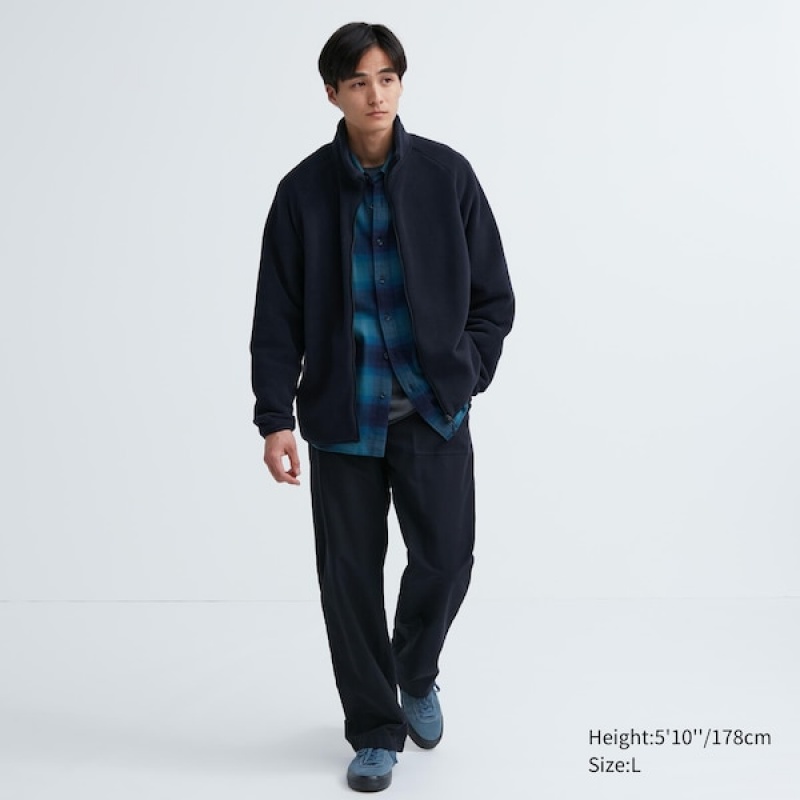 Uniqlo Fleece Long-Sleeve Full-Zip jackets Herre Marineblå | QUYDKR-304