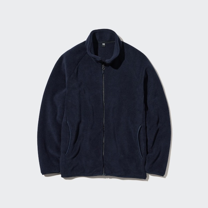 Uniqlo Fleece Long-Sleeve Full-Zip jackets Herre Marineblå | QUYDKR-304