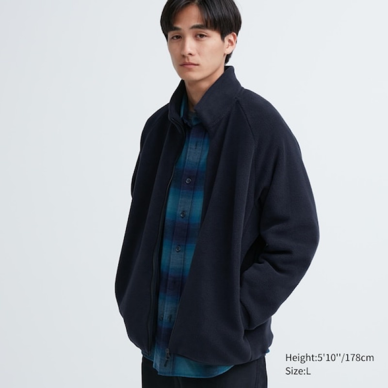 Uniqlo Fleece Long-Sleeve Full-Zip jackets Herre Marineblå | QUYDKR-304