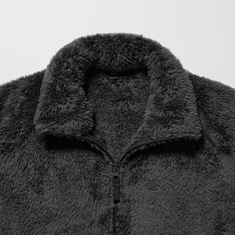 Uniqlo Fluffy Yarn Fleece Full-Zip jackets Herre Mørke Grå | MFOKTH-842