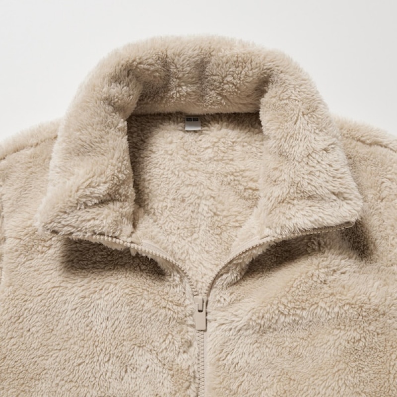 Uniqlo Fluffy Yarn Fleece Full-Zip jackets Dame Svarte | 5947-HQJAL