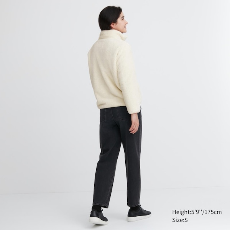 Uniqlo Fluffy Yarn Fleece Full-Zip jackets Dame Hvite | 5140-VXPBM