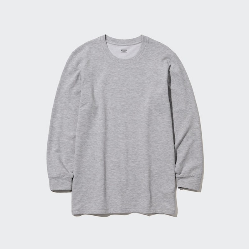 Uniqlo HEATTECH Bomull Crew Neck T-skjorte Herre Grå | 5320-YSVWZ