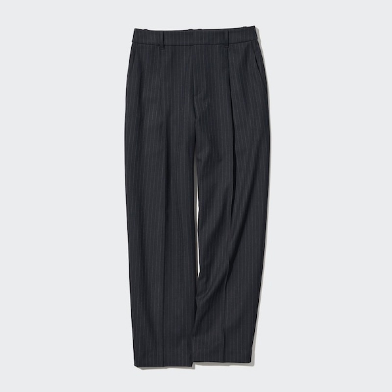 Uniqlo HEATTECH Plissert Tapered Bukse Dame Marineblå | 0471-EBUXW