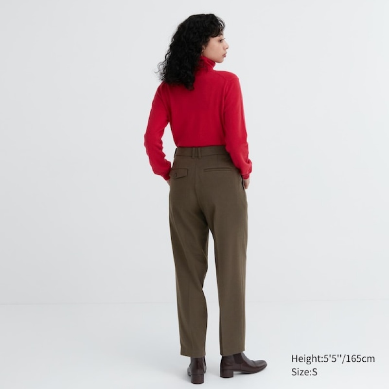 Uniqlo HEATTECH Plissert Tapered Bukse Dame Olivengrønne | 3896-PALXG