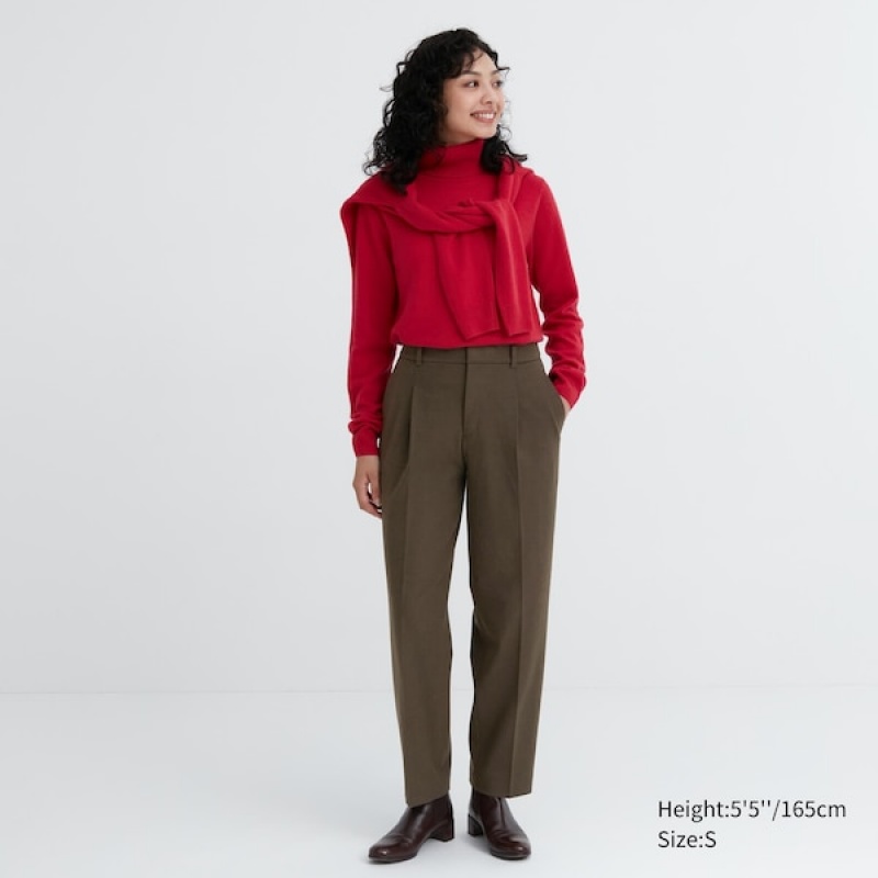 Uniqlo HEATTECH Plissert Tapered Bukse Dame Olivengrønne | 3896-PALXG