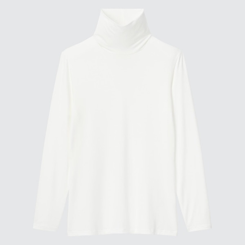 Uniqlo HEATTECH Turtleneck Long-Sleeve T-skjorte Dame Hvite | 5207-SPUKD