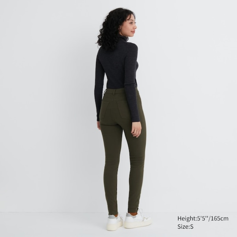 Uniqlo HEATTECH Ultra Stretch High-Rise Leggings Dame Olivengrønne | 0798-MGXID