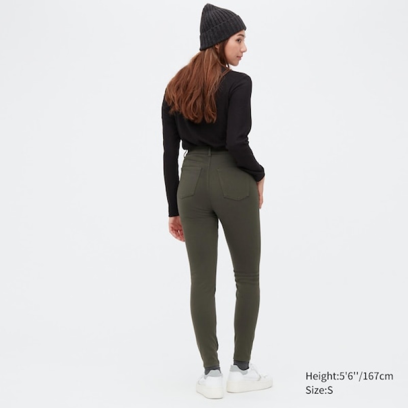 Uniqlo HEATTECH Ultra Stretch High-Rise Leggings Bukse Dame Olivengrønne | 6275-DJLRC