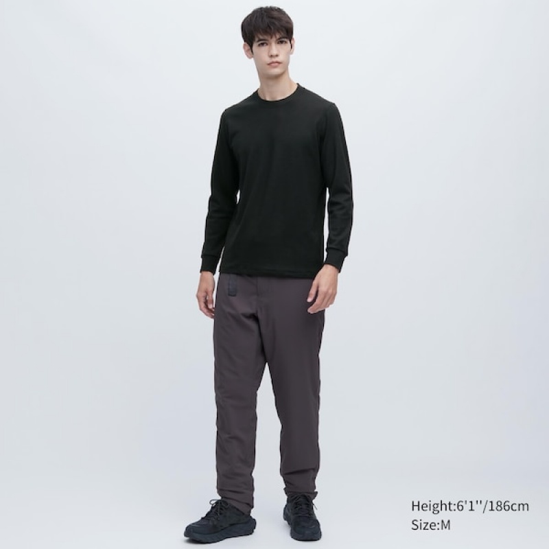 Uniqlo HEATTECH Ultra Warm Crew Neck Long-Sleeve T-skjorte Herre Svarte | 4762-UMLTP