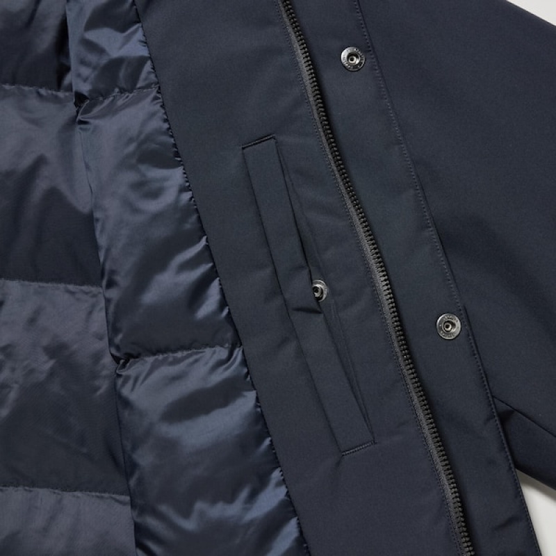 Uniqlo Hybrid Down Frakker Herre Marineblå | QHTARW-291