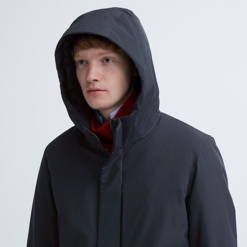 Uniqlo Hybrid Down Frakker Herre Marineblå | QHTARW-291