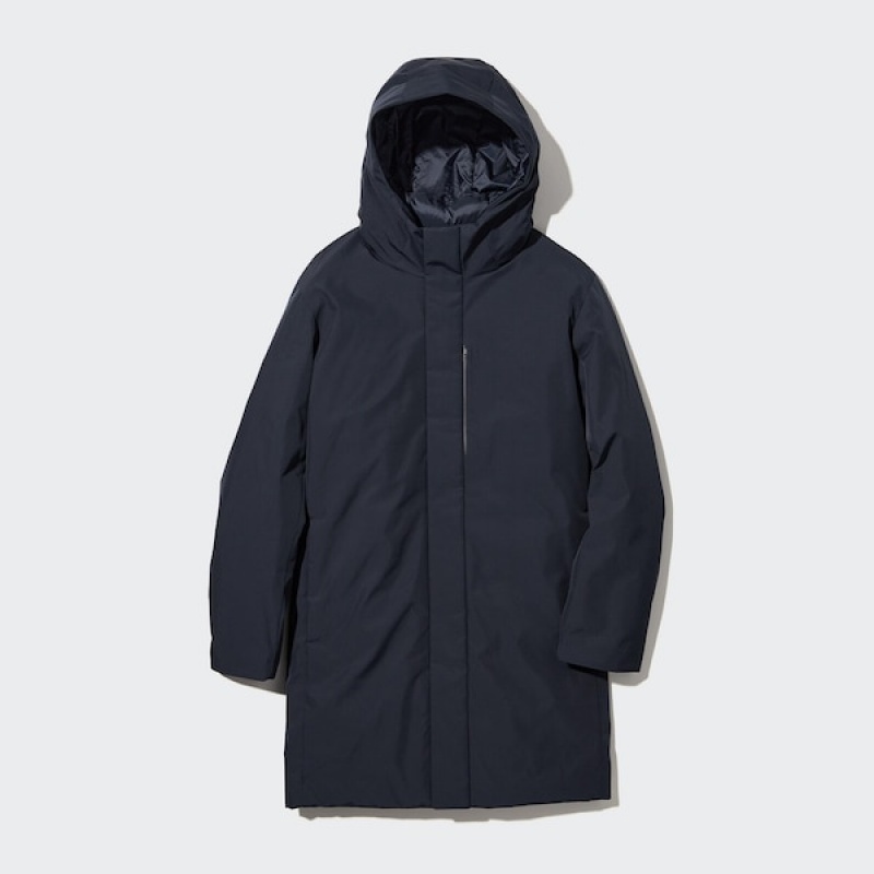 Uniqlo Hybrid Down Frakker Herre Marineblå | QHTARW-291