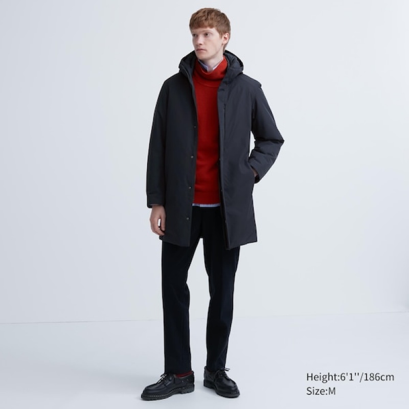 Uniqlo Hybrid Down Frakker Herre Marineblå | QHTARW-291