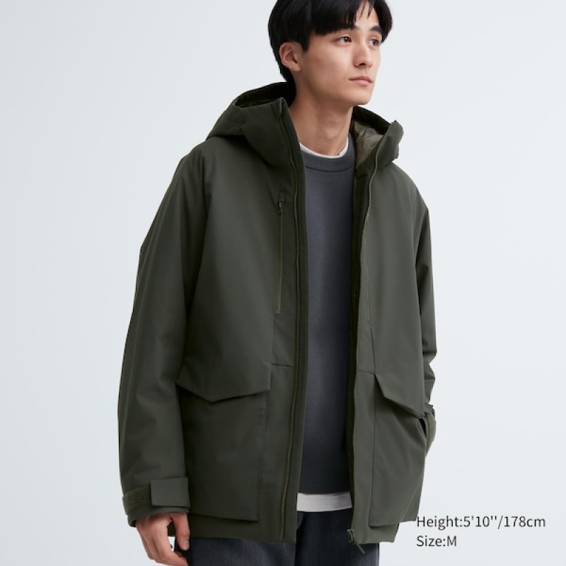 Uniqlo Hybrid Down Parka Herre Mørke Grønn | BSTMOI-632