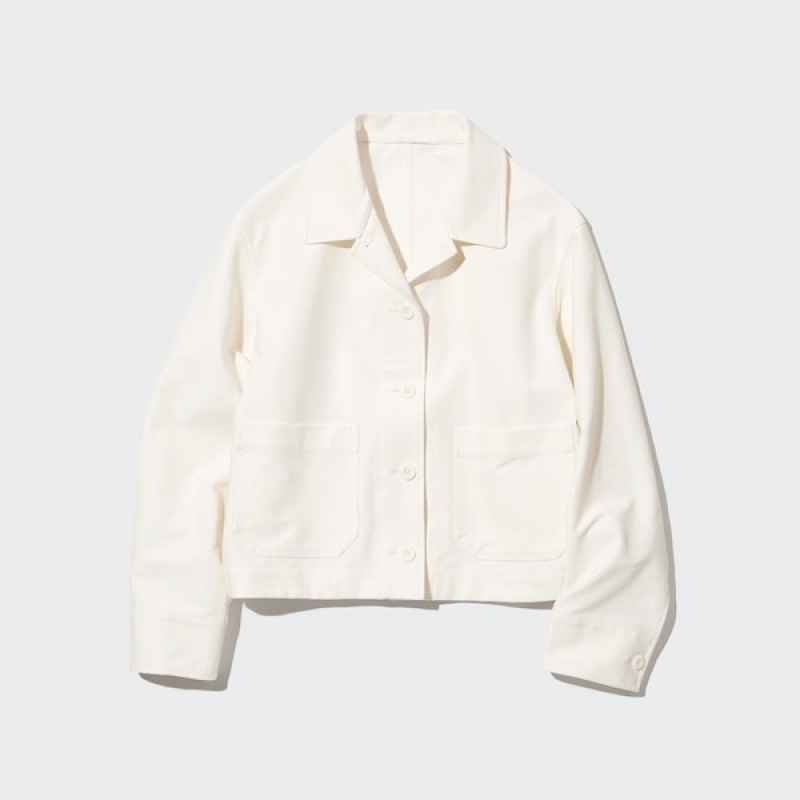 Uniqlo Jersey Relaxed jackets Dame Hvite | 2165-JPSMH