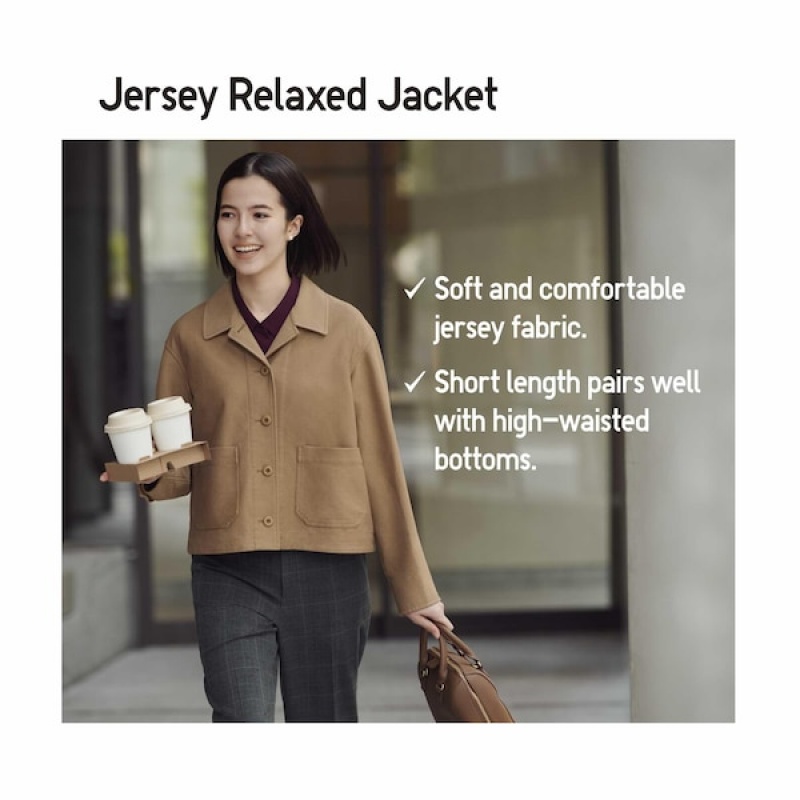 Uniqlo Jersey Relaxed jackets Dame Hvite | 5132-ILVEN