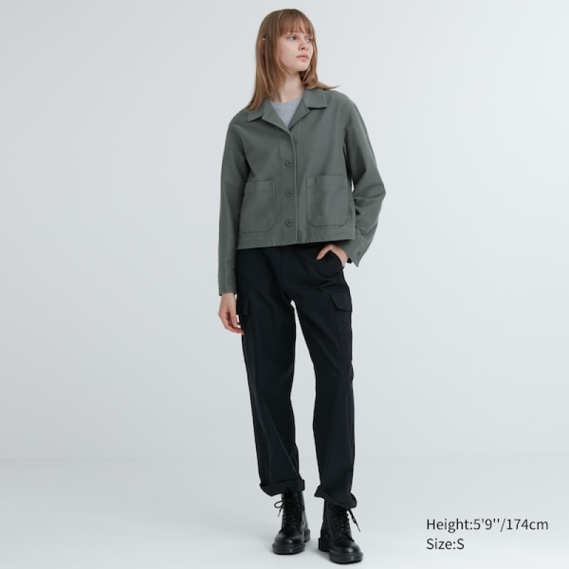 Uniqlo Jersey Relaxed jackets Dame Olivengrønne | 7234-TYAKJ