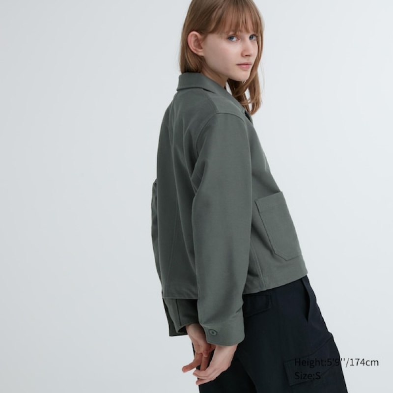 Uniqlo Jersey Relaxed jackets Dame Olivengrønne | 7234-TYAKJ