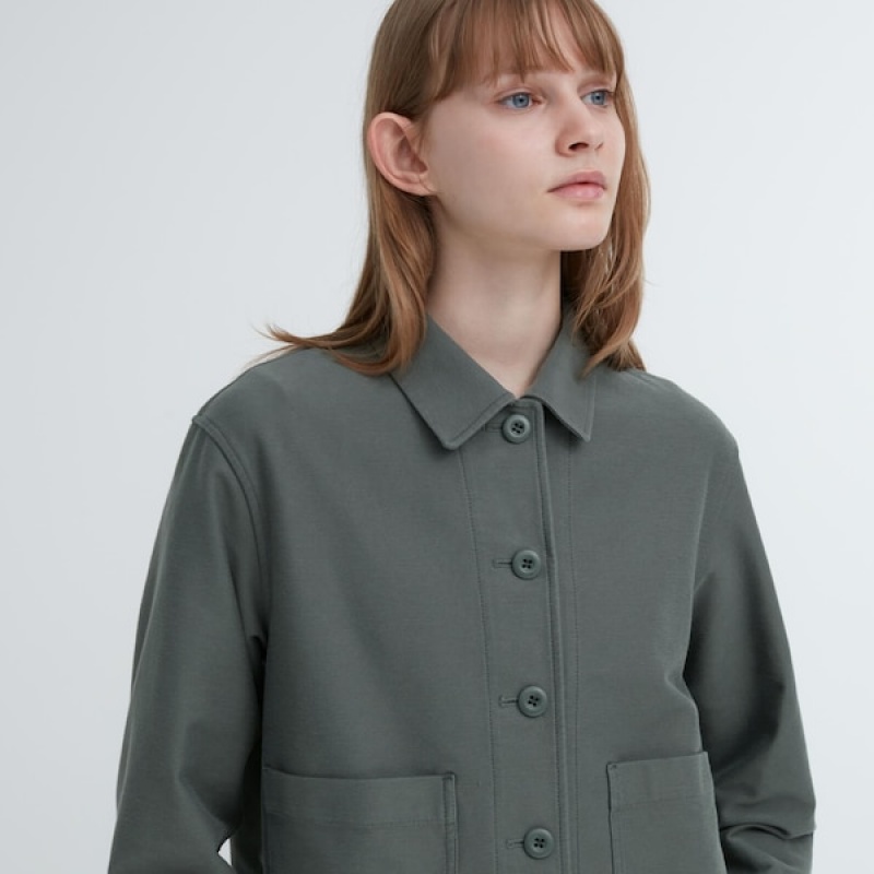 Uniqlo Jersey Relaxed jackets Dame Olivengrønne | 7234-TYAKJ