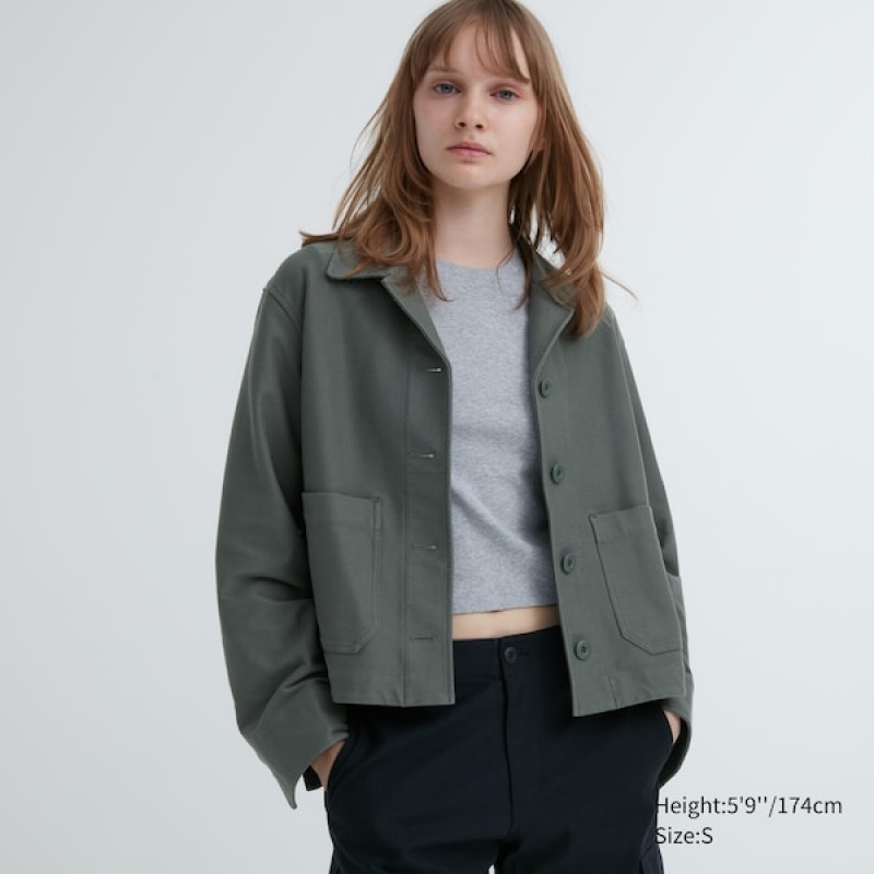 Uniqlo Jersey Relaxed jackets Dame Olivengrønne | 7234-TYAKJ