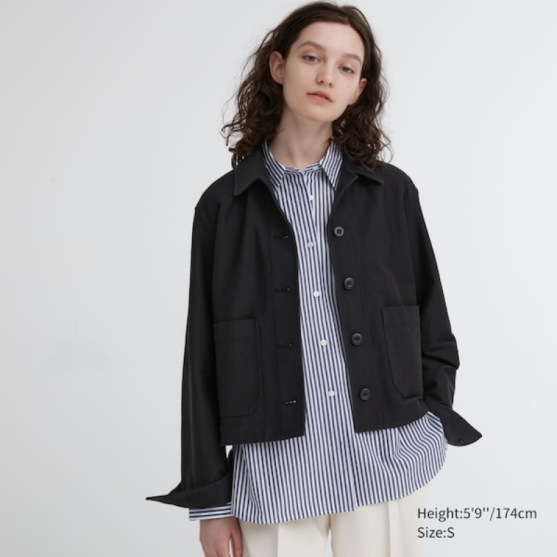 Uniqlo Jersey Relaxed jackets Dame Svarte | 8310-ZUNYK