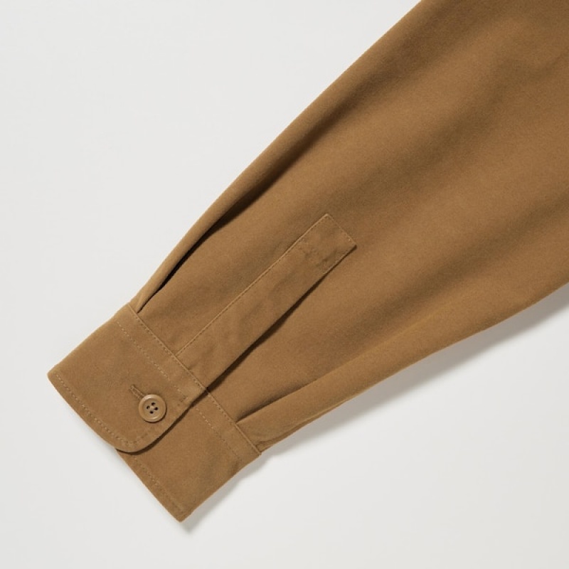 Uniqlo Jersey Utility Long-Sleeve Overskjorte Herre Brune | 2768-YIFNG