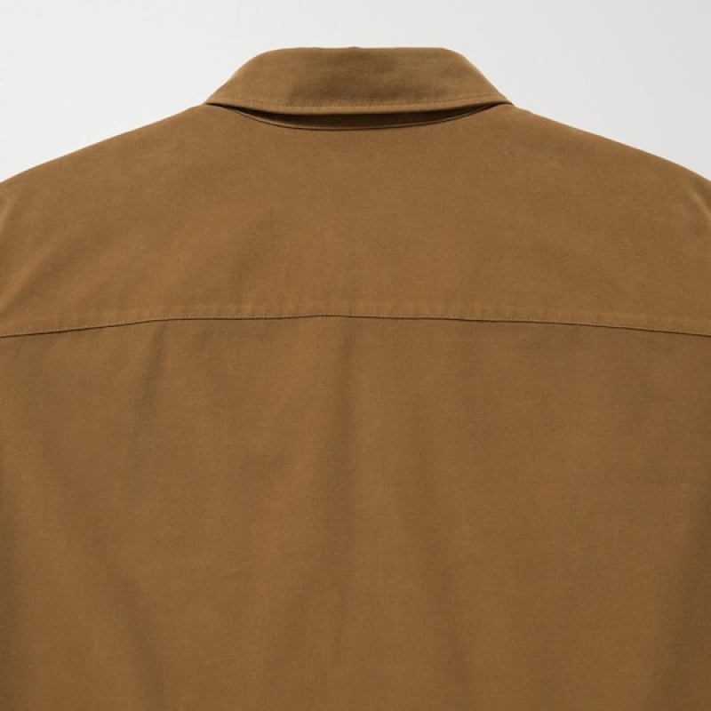 Uniqlo Jersey Utility Long-Sleeve Overskjorte Herre Brune | 2768-YIFNG