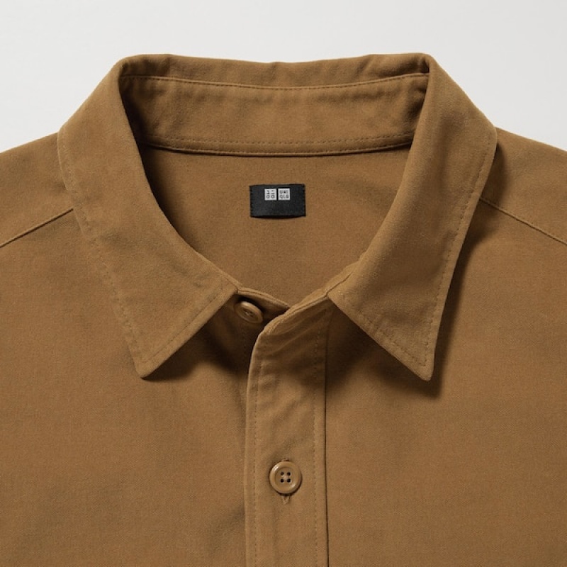 Uniqlo Jersey Utility Long-Sleeve Overskjorte Herre Brune | 2768-YIFNG