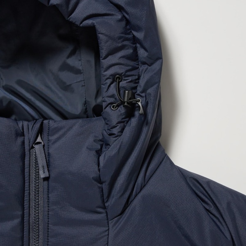 Uniqlo Light Warm Polstret Parka Herre Marineblå | ZMJXUW-596