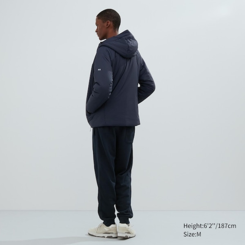 Uniqlo Light Warm Polstret Parka Herre Marineblå | ZMJXUW-596