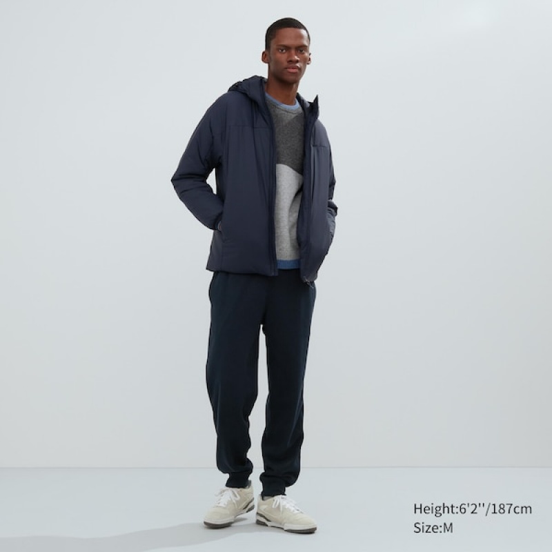 Uniqlo Light Warm Polstret Parka Herre Marineblå | ZMJXUW-596