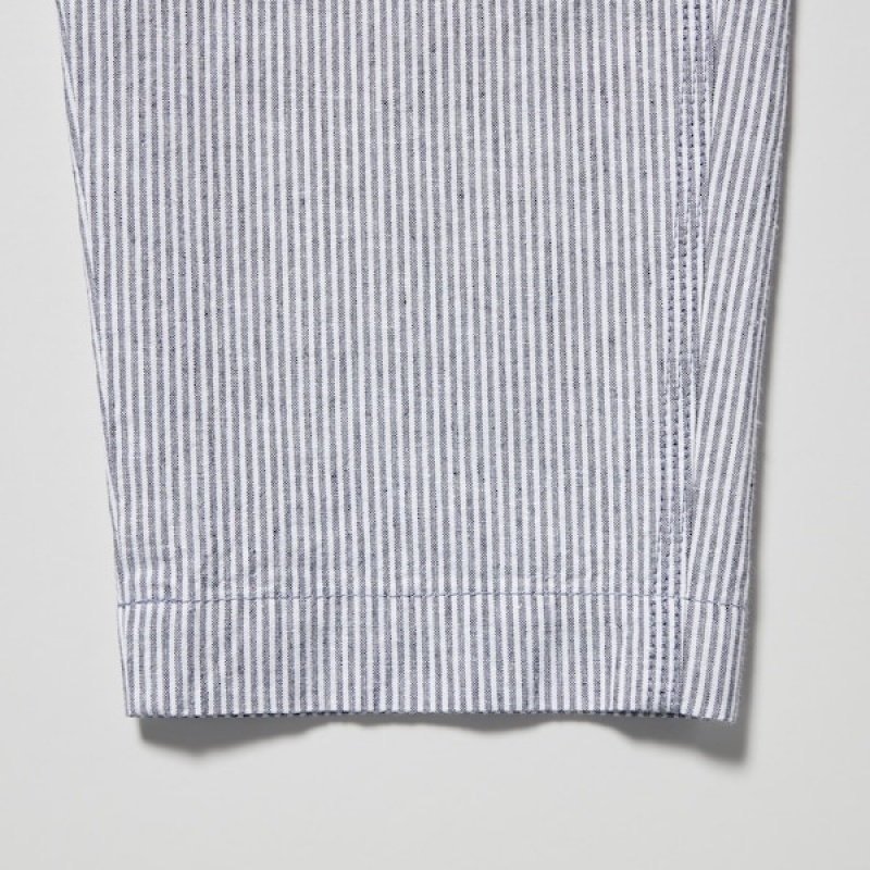 Uniqlo Linen Bomull Tapered Bukse Dame Blå | 1854-BDAYG