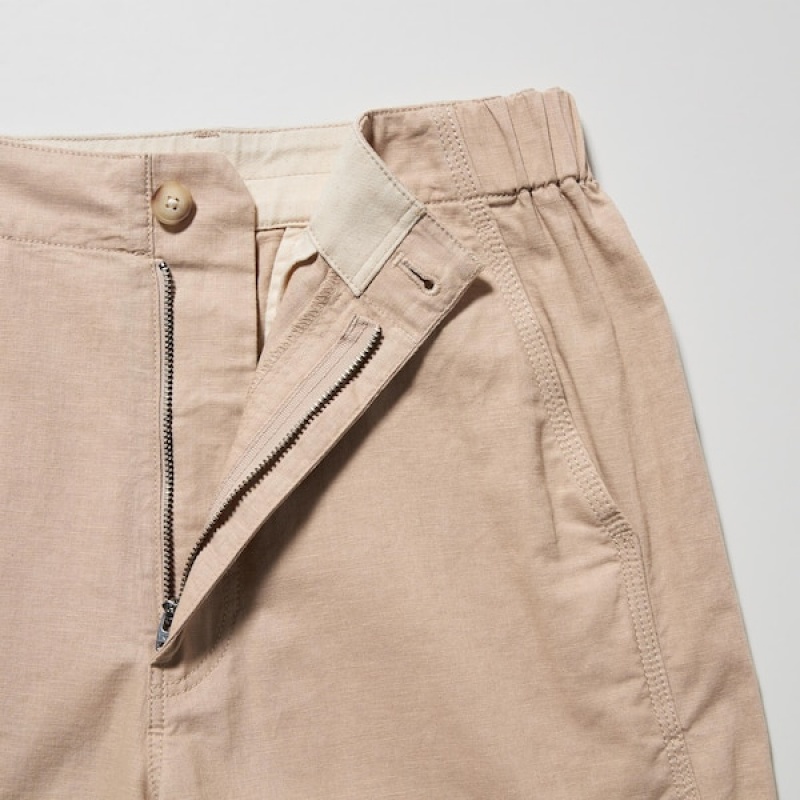 Uniqlo Linen Bomull Tapered Bukse Dame Beige | 4296-MZVTW