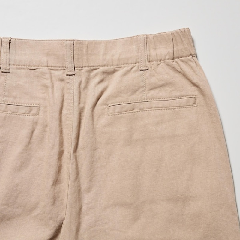 Uniqlo Linen Bomull Tapered Bukse Dame Beige | 4296-MZVTW