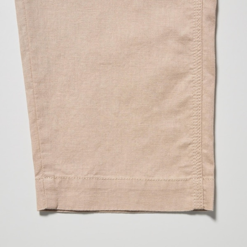 Uniqlo Linen Bomull Tapered Bukse Dame Beige | 4296-MZVTW