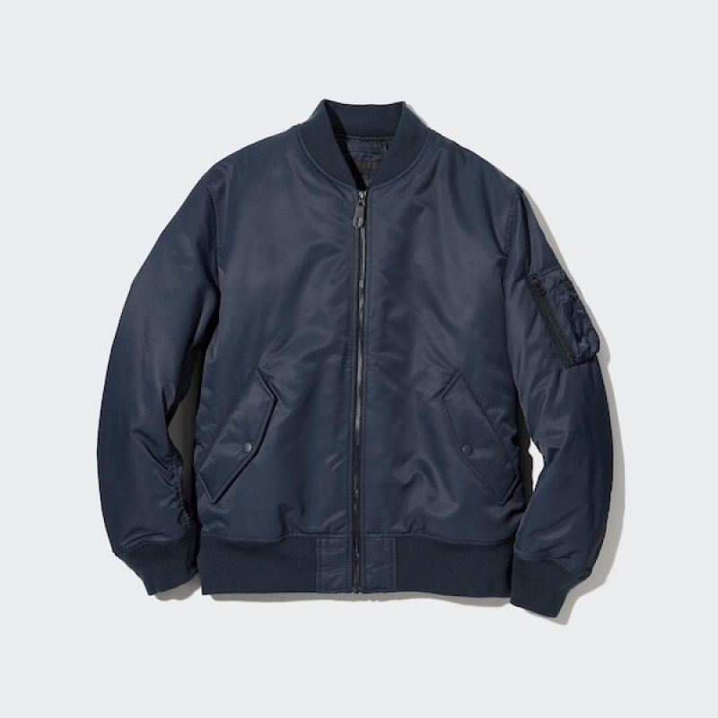 Uniqlo MA-1 Blouson jackets Herre Marineblå | 1732-IOVPY