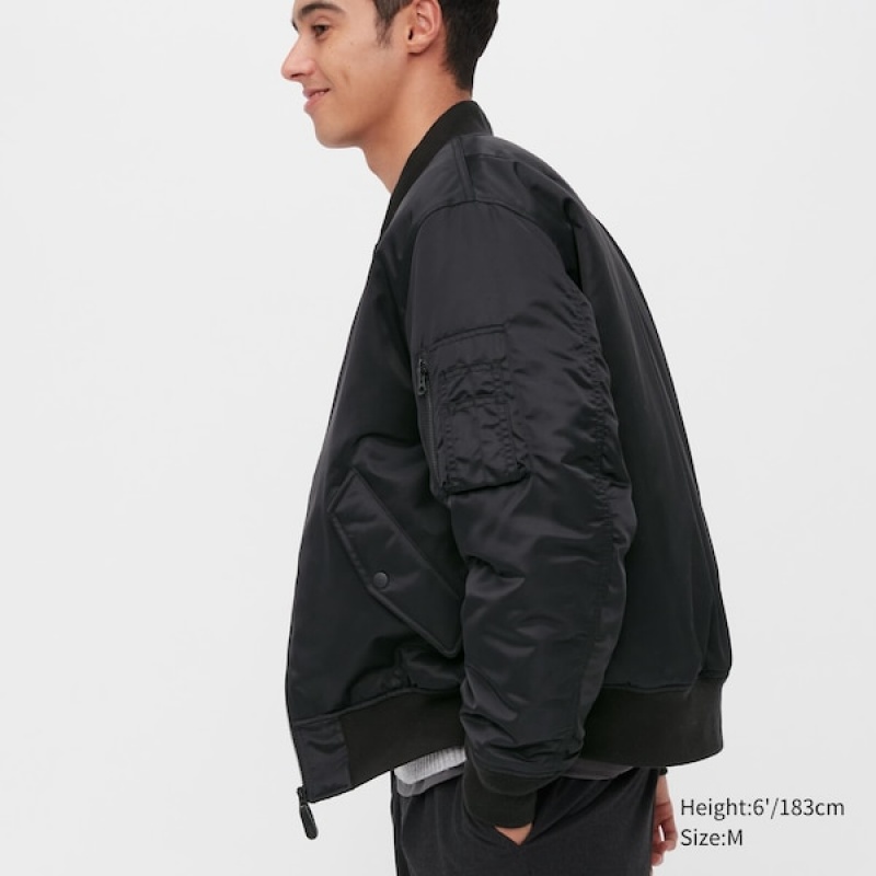 Uniqlo MA-1 Blouson jackets Herre Svarte | 2670-YPXBO