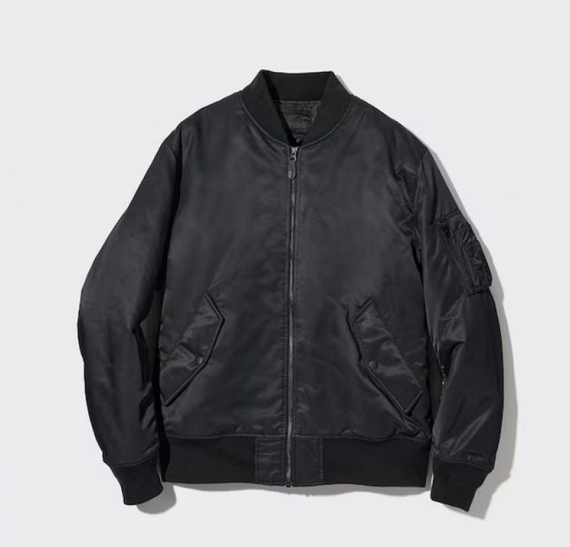 Uniqlo MA-1 Blouson jackets Herre Svarte | 2670-YPXBO