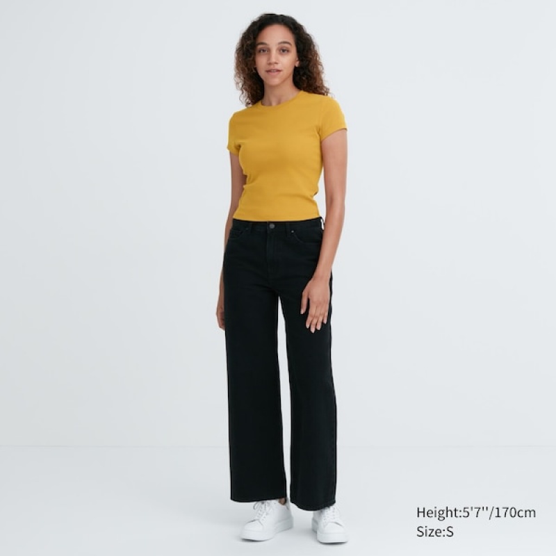 Uniqlo Mini Kort-Sleeve T-skjorte Dame Gul | 3840-NKBEO