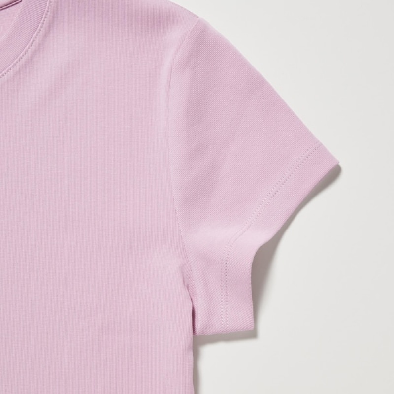 Uniqlo Mini Kort-Sleeve T-skjorte Dame Rosa | 1456-AOZKN