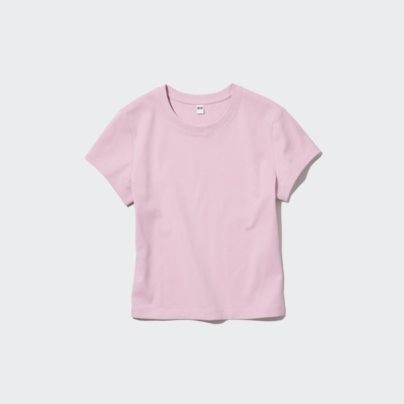 Uniqlo Mini Kort-Sleeve T-skjorte Dame Rosa | 1456-AOZKN