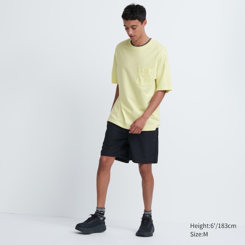 Uniqlo Oversized Pocket Crew Neck Half-Sleeve T-skjorte Herre Gul | 5321-IRKSC