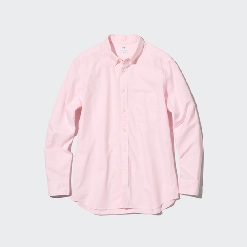 Uniqlo Oxford Slim-Fit Long-Sleeve Skjorte Herre Rosa | 1785-KBCDJ