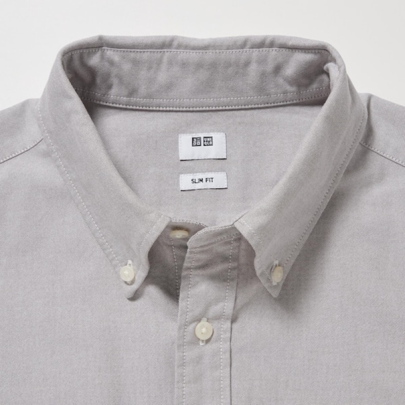 Uniqlo Oxford Slim-Fit Long-Sleeve Skjorte Herre Hvite | 9172-LGNPB