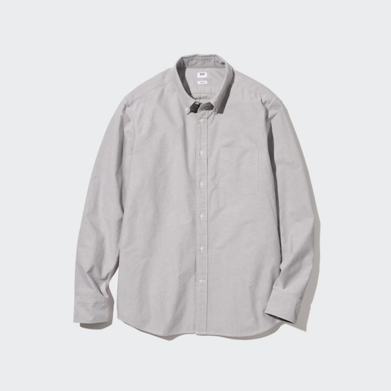 Uniqlo Oxford Slim-Fit Long-Sleeve Skjorte Herre Hvite | 9172-LGNPB